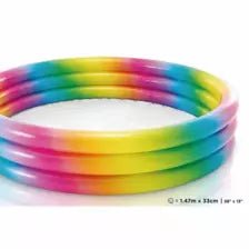 Intex Rainbow Ombre Inflatable Baby Pool – 1.47m x 33cm – Colorful 3 - Ring Design - M&M