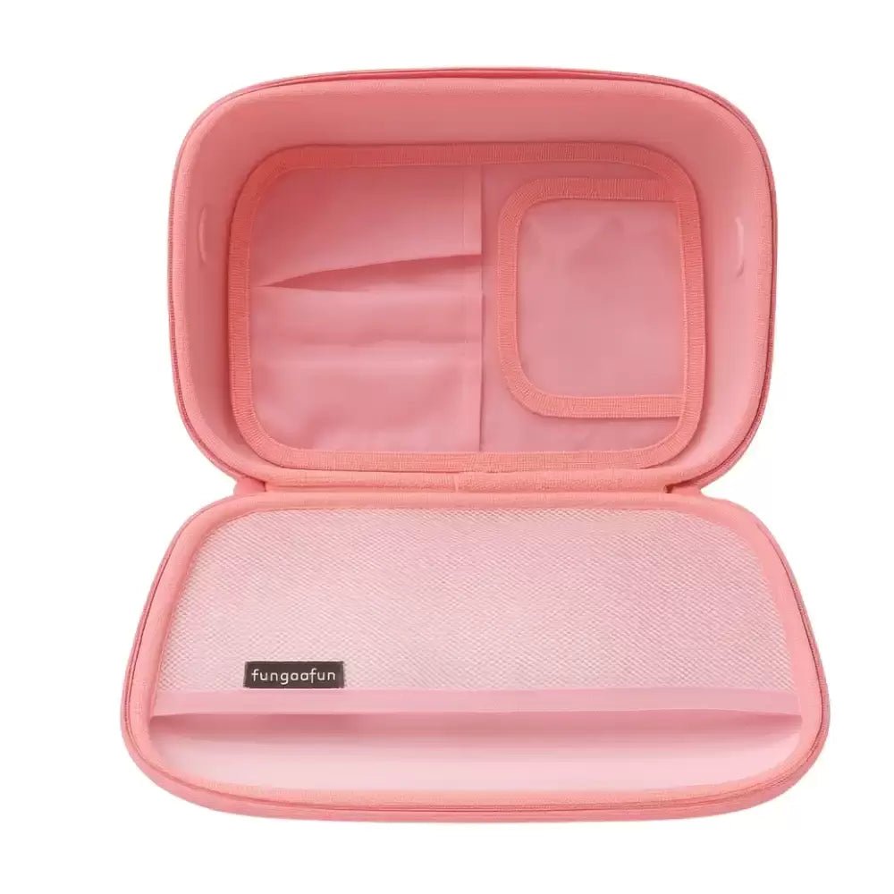 Fungoofun Portable Large Capacity Travel Toiletry Storage and Makeup Bag - Waterproof and Washable Multi - Functional Cosmetic Organizer for Women with Secure Handle in Pink - M&M
