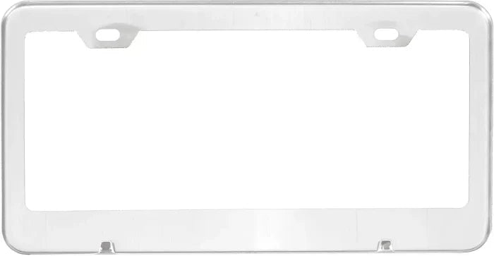 Amazon Basics Stainless Steel License Plate Frame Pair with Screw Caps – 2 - Hole, 12.2” x 6.3”, Silver - M&M