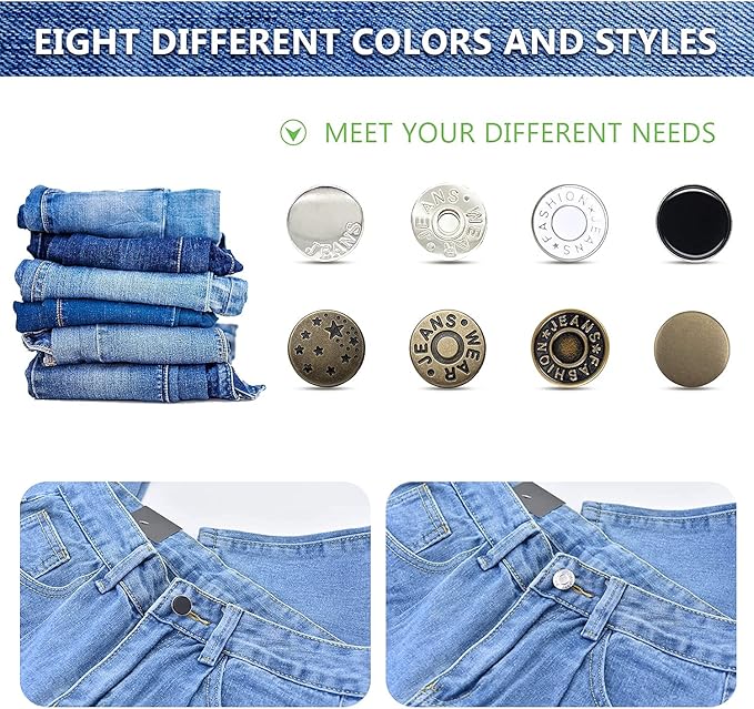 30 - Pack No - Sew Instant Jean Button Pins (17mm) - M&M