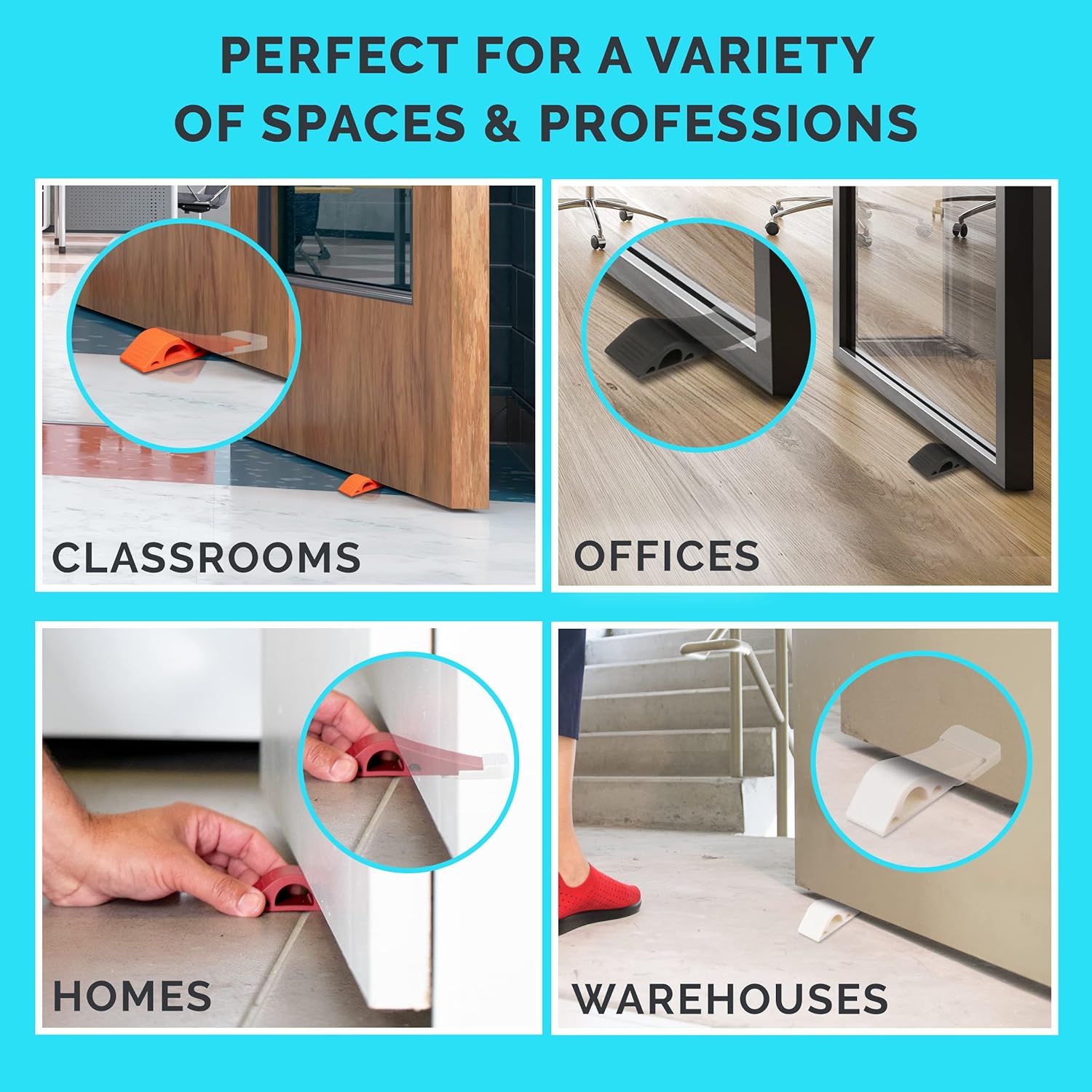Wundermax Heavy - Duty Rubber Door Stopper – Multi - Surface Universal Wedge (Gray) - M&M