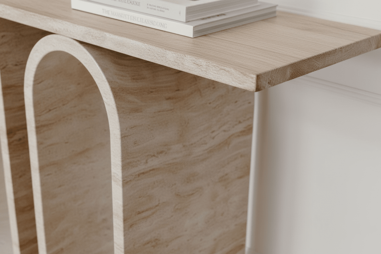 Handcrafted Arch Console Table – Made to Order | Natural Oak & Cream - M&M