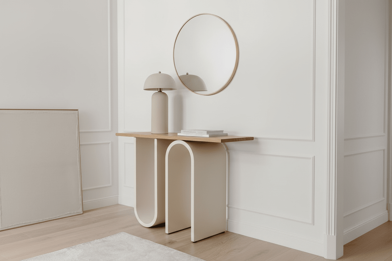 Handcrafted Arch Console Table – Made to Order | Natural Oak & Cream - M&M