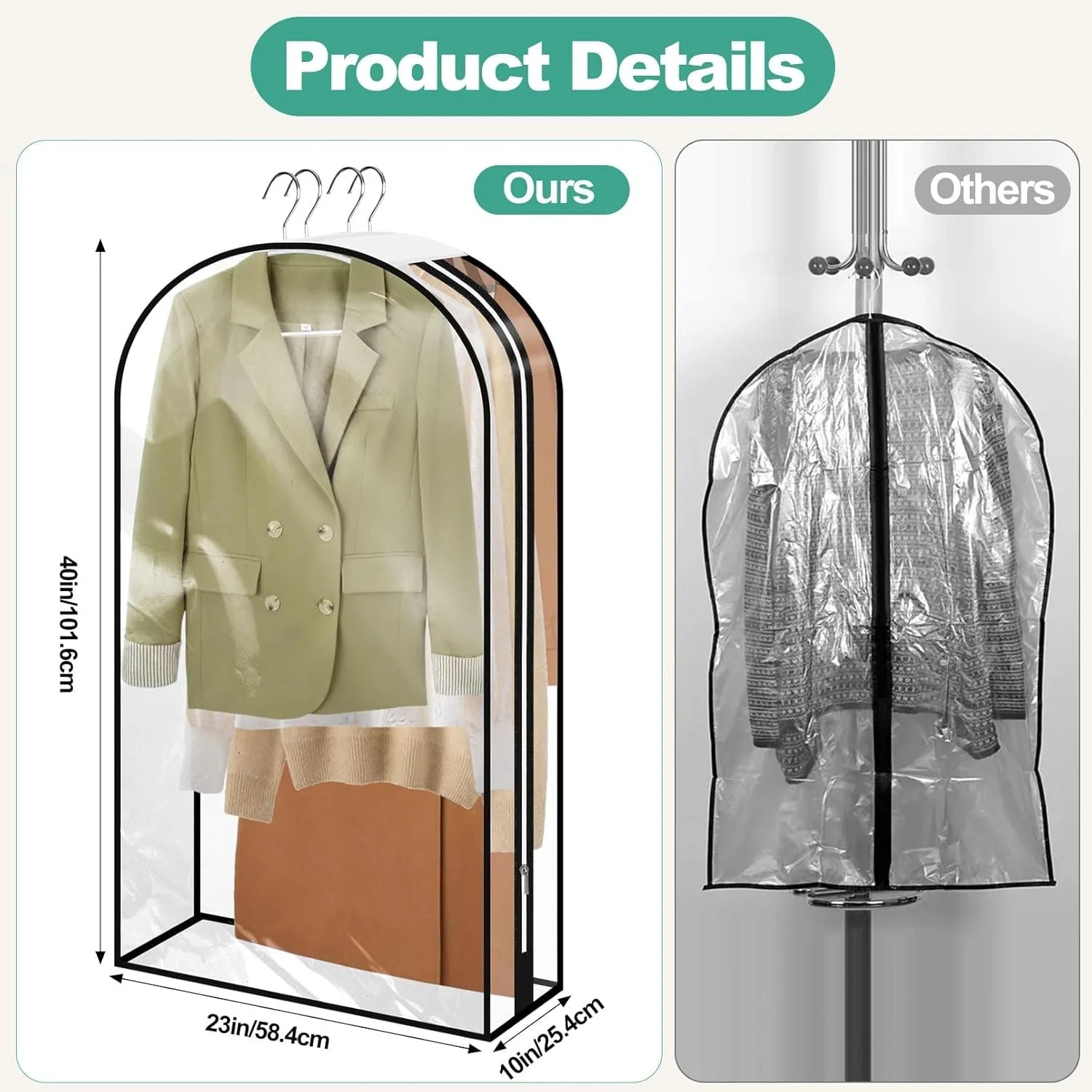 KEETDY 10" Guessted Garment Bags for Hanging Clothes - M&M