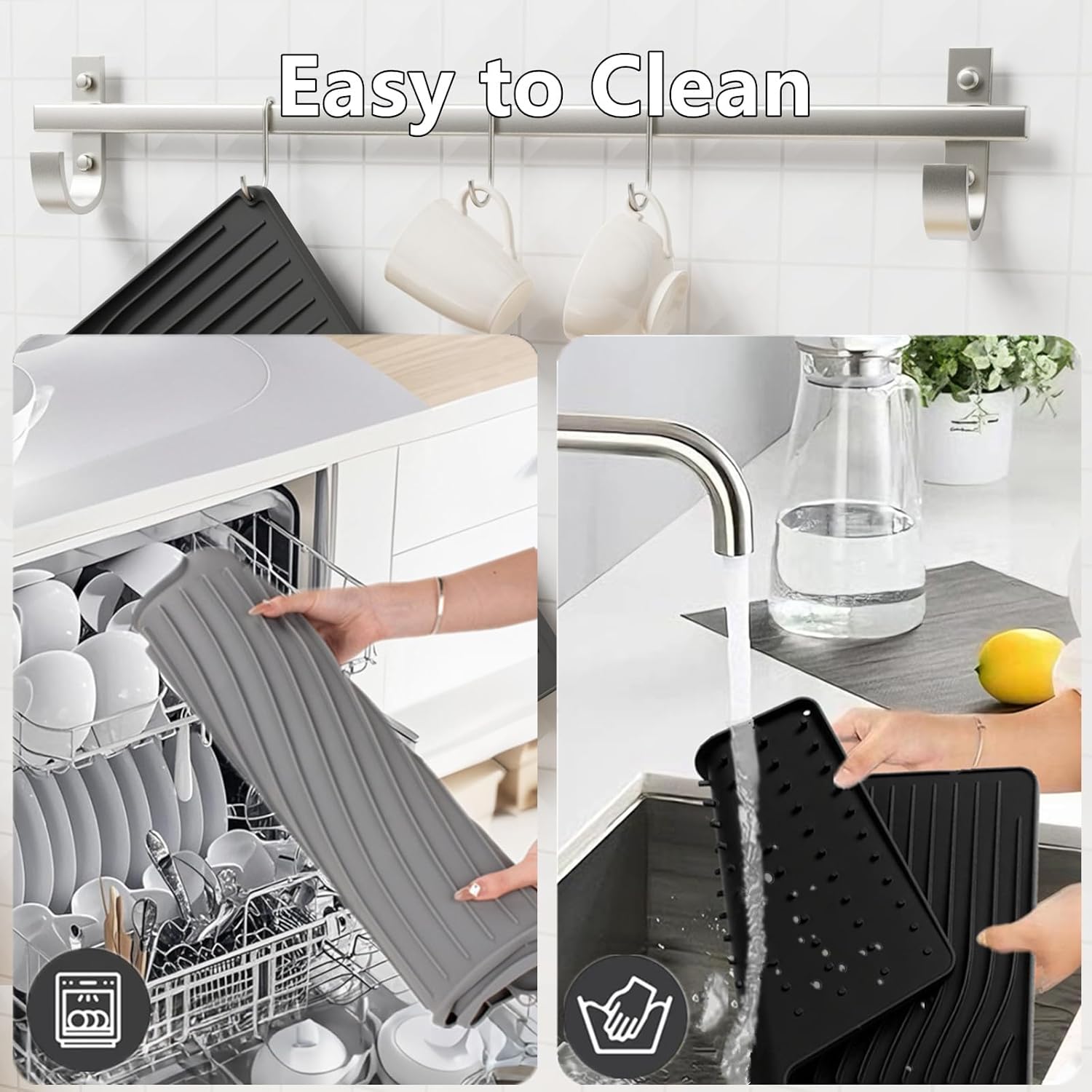 Premium Silicone Dish Drying Mat with Slope Design - M&M