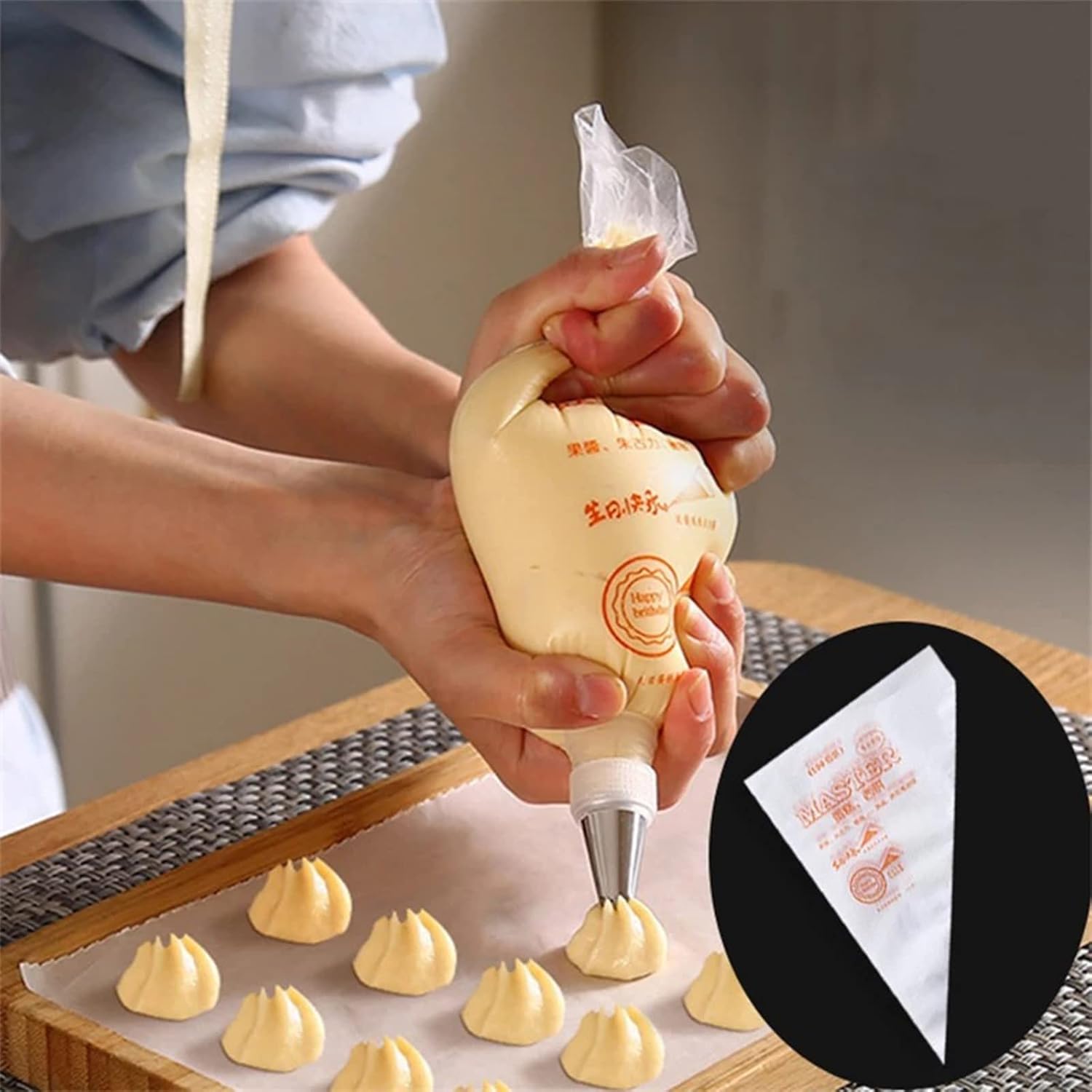 Disposable Piping Bags – Anti - Burst Pastry Bags with Non - Slip Bump for Icing, Frosting & Cake Decorating - M&M