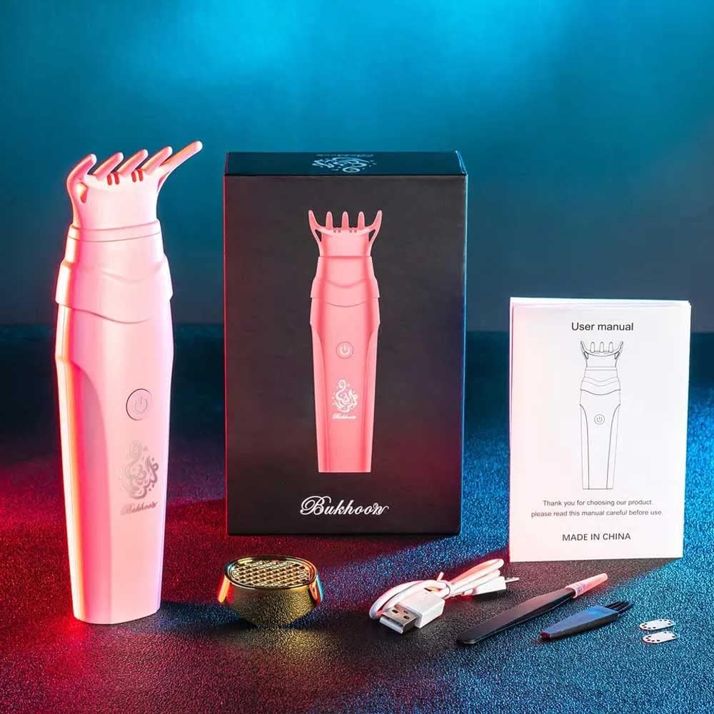 BoSidin USB Rechargeable Bakhoor Comb Incense Burner – Portable Electric Aromatherapy Device for Home, Office & Car, X007 (Pink) - M&M