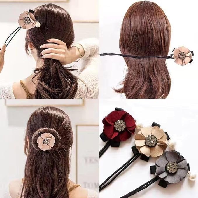3 Pcs Flower Hair Bun Roller for Long Hair Lazy Hair Bun Maker Ball Luxury - M&M