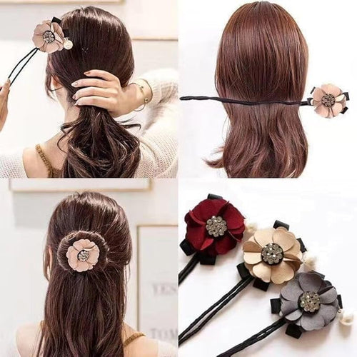 3 Pcs Flower Hair Bun Roller for Long Hair Lazy Hair Bun Maker Ball Luxury - M&M