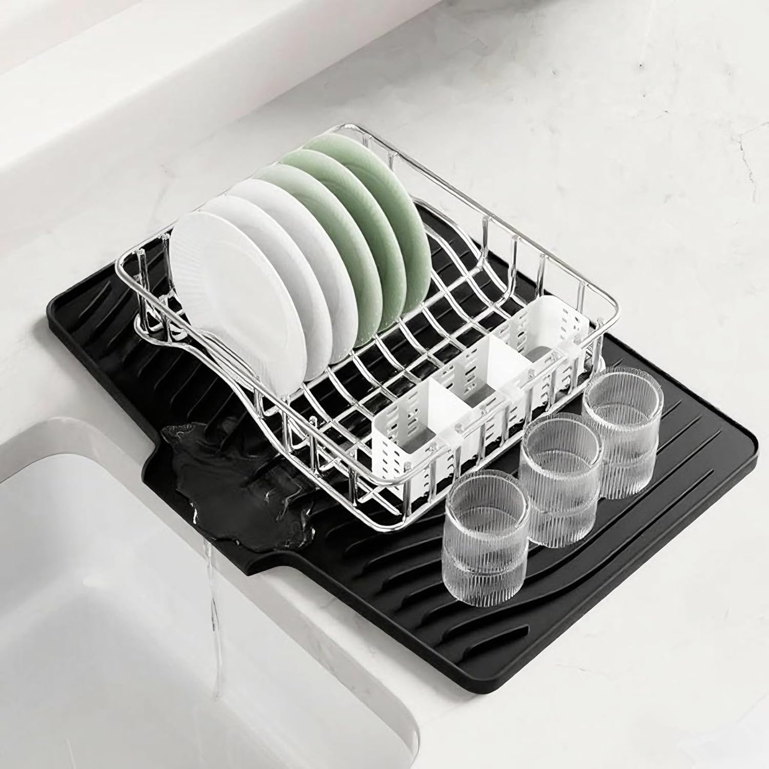 Premium Silicone Dish Drying Mat with Slope Design - M&M