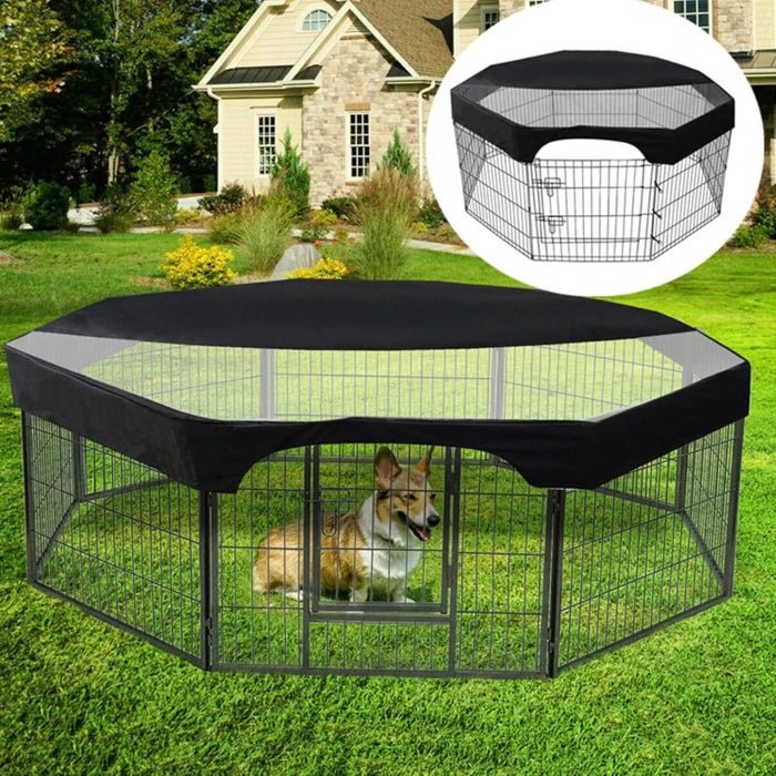 Dog Cage Top Cover Breathable Waterproof UV Protection Dog Cage Protective Cover Mesh Dog Cage Top Cover Sunproof Pet Kennel Top Cover for 24 Inches Size Octagonal Pet Pen Outdoor Indoor - M&M