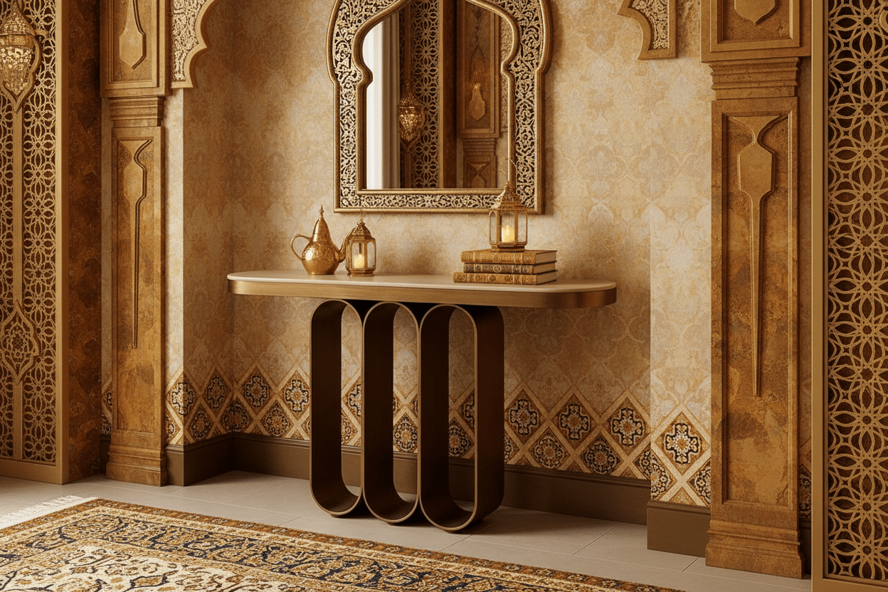 Handcrafted Arch Loop Console Table – Made to Order | Oak & Bronze - M&M