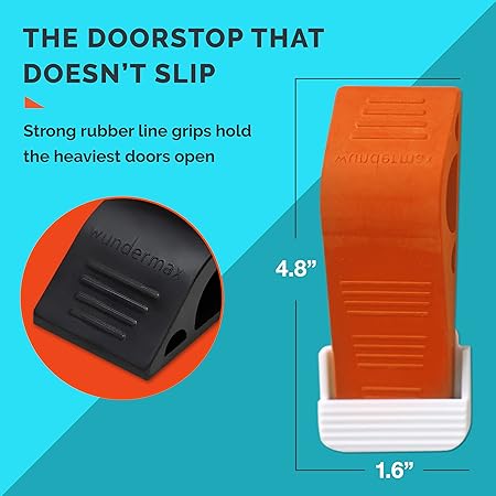 Wundermax Heavy - Duty Rubber Door Stopper – Multi - Surface Universal Wedge (Gray) - M&M