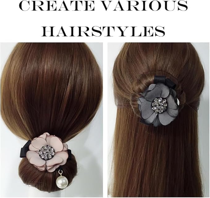 3 Pcs Flower Hair Bun Roller for Long Hair Lazy Hair Bun Maker Ball Luxury - M&M
