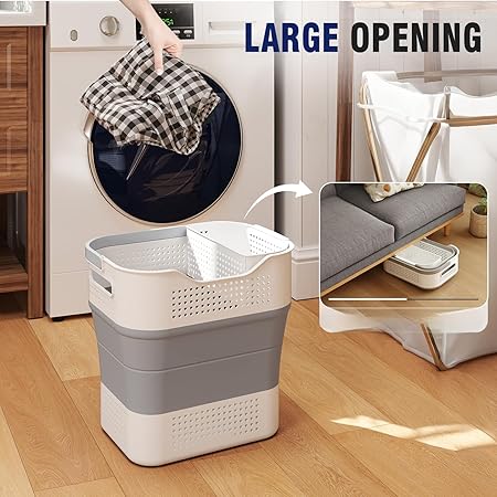 Collapsible Foldable Laundry Basket Hamper with Handles - M&M