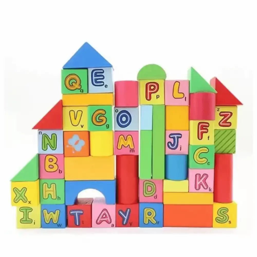 Kids Multi - Color Wooden Castle Building Block Set - M&M