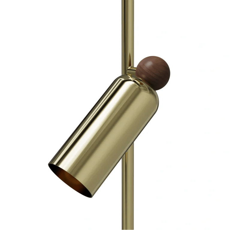 Soleil Floor Lamp – Gold Brass & Travertine Base | مصباح أرضي سوليل – نحاس ذهبي وقاعدة ترافيرتين - M&M