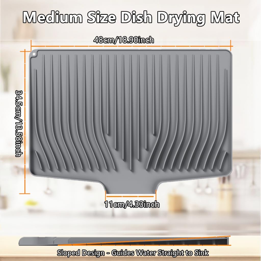 Premium Silicone Dish Drying Mat with Slope Design - M&M