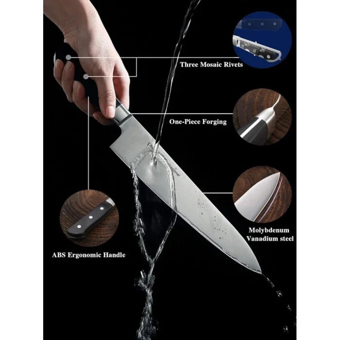 PICASO 10.6" Professional Western Chef Knife – Japanese Molybdenum Vanadium Steel, Ultra - Sharp Forged Cook's Knife with Ergonomic Handle & Sheath | Home Kitchen - M&M