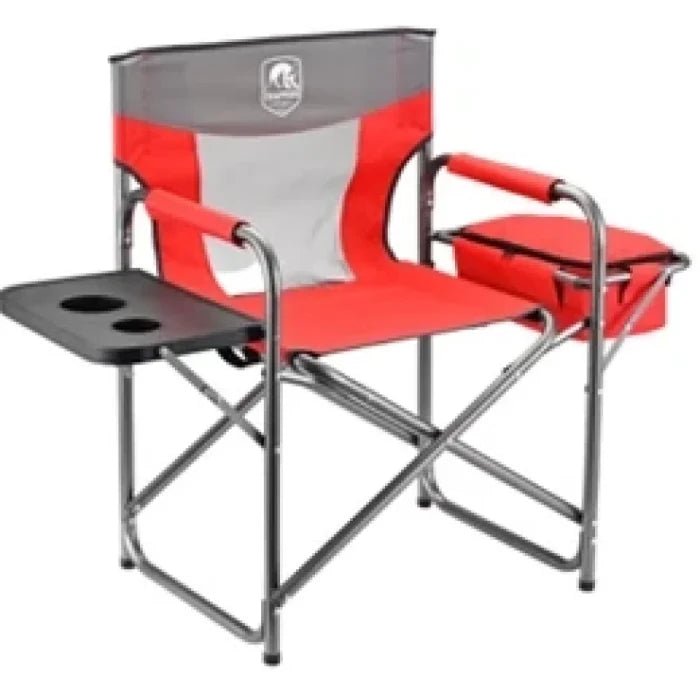 Trappers Peak Director's Chair with Cooler & Side Table – Foldable Outdoor Chair, Blue & Red - M&M