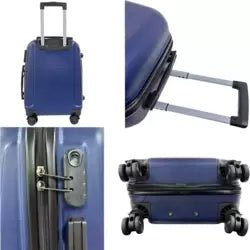 Yinton Premium 24 - Inch Travel Trolley Bag with Adjustable Push - Button Telescopic Handle and 360 - Degree Smooth Rotating Spinner Wheels - Durable Hard Shell Suitcase in Dark Blue - M&M