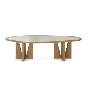 Vega Dining Table – Oval Marble Top & Sculptural Oak Base | طاولة فيغا – سطح رخامي بيضاوي وقاعدة بلوط نحتية - M&M