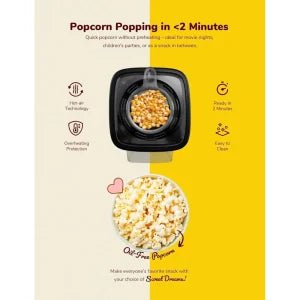 Bestron Popcorn Maker Turbo Popcorn in Under 2 Minutes Popcorn Maker with - M&M