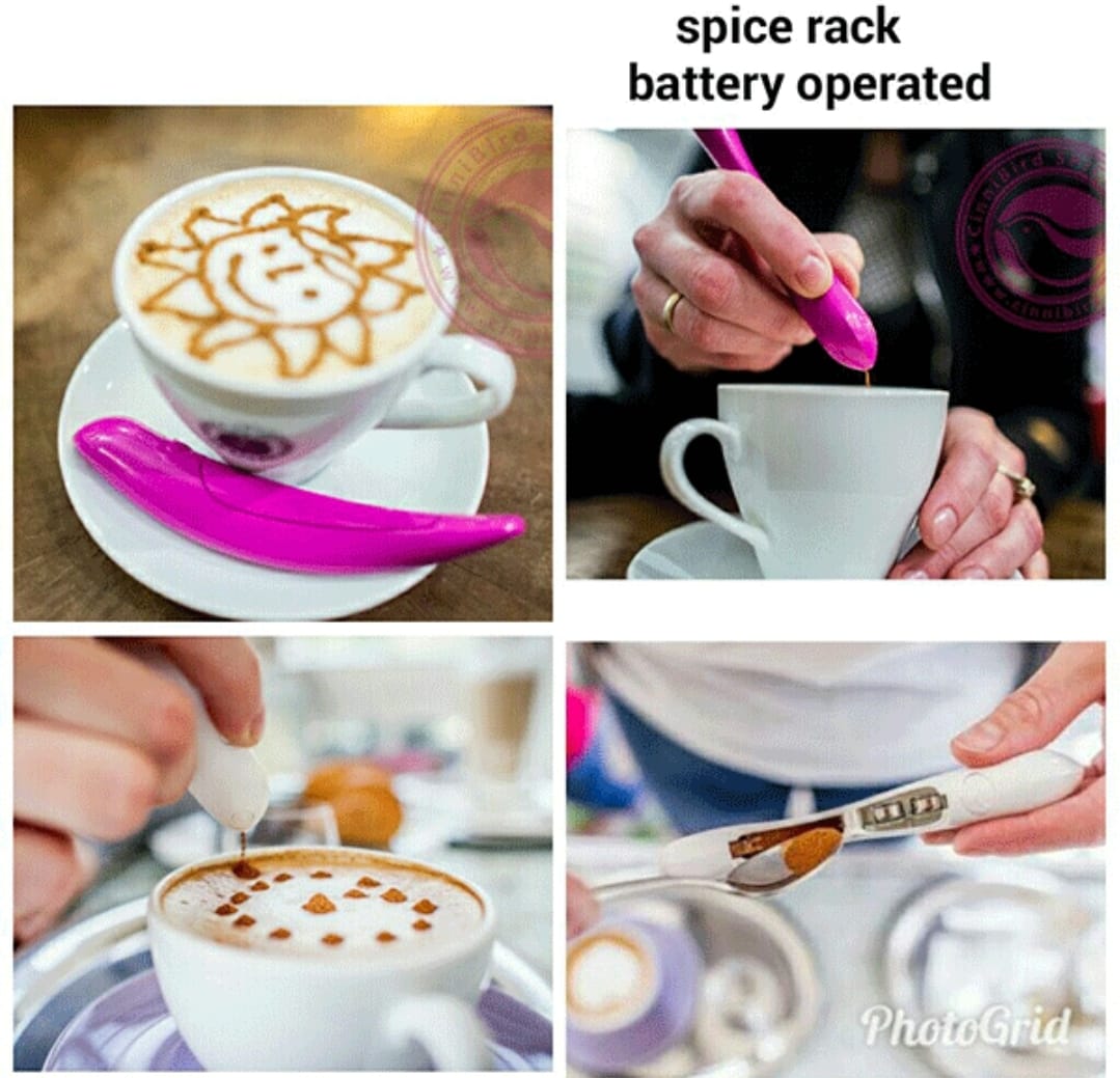 2 - Piece Electric Coffee Latte Art Pen Set – Magic Spice Spoon for Coffee & Pastry Decorating, Creative Food Piping & Cake Moulding Tool - M&M