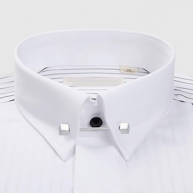 1 Pieces Square Clip Bar Pin Set Shirt Accessory Clip Tie Pin Collar Suit Brooch - M&M
