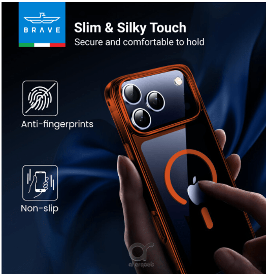 BRAVE Guard Premium MagSafe Case for iPhone 17 Pro - Shockproof Military - Grade Protection Cover with Strong Magnetic Alignment and Slim Ergonomic Design in Vibrant Orange - M&M
