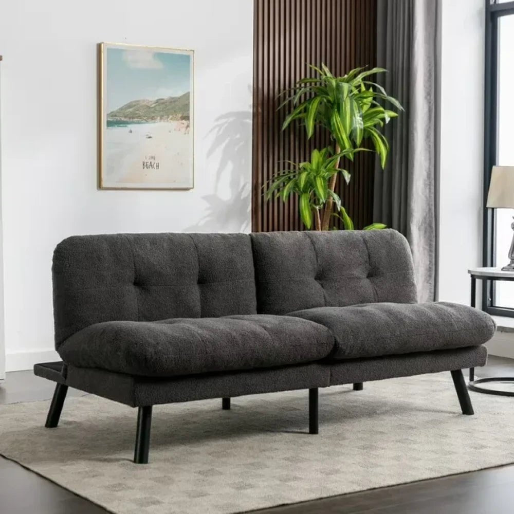 Mainstays Camden Cozy Futon, Charcoal Boucle Fabric, 72″ - M&M