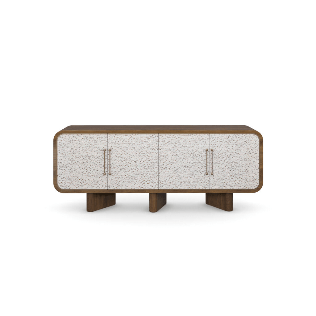 Dune Sideboard – Handcrafted Walnut & Textured Bouclé Doors | سيدبورد ديون – جوز وأبواب بوكليه منسجة مصنوع يدوياً - M&M