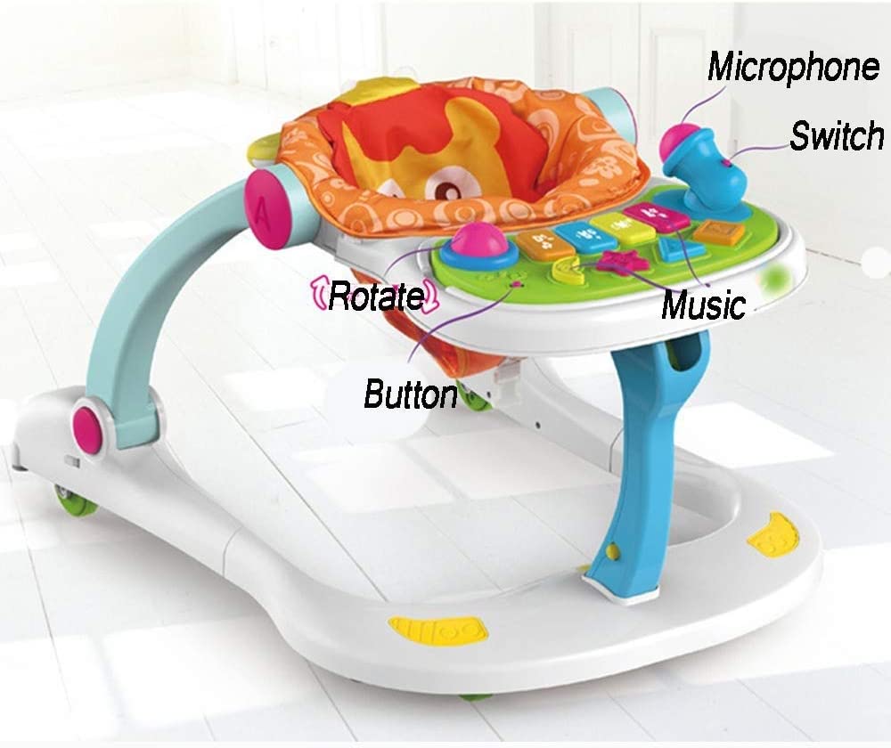 4 - in - 1 Baby Walker with Music & Game Table – Lion Design - M&M