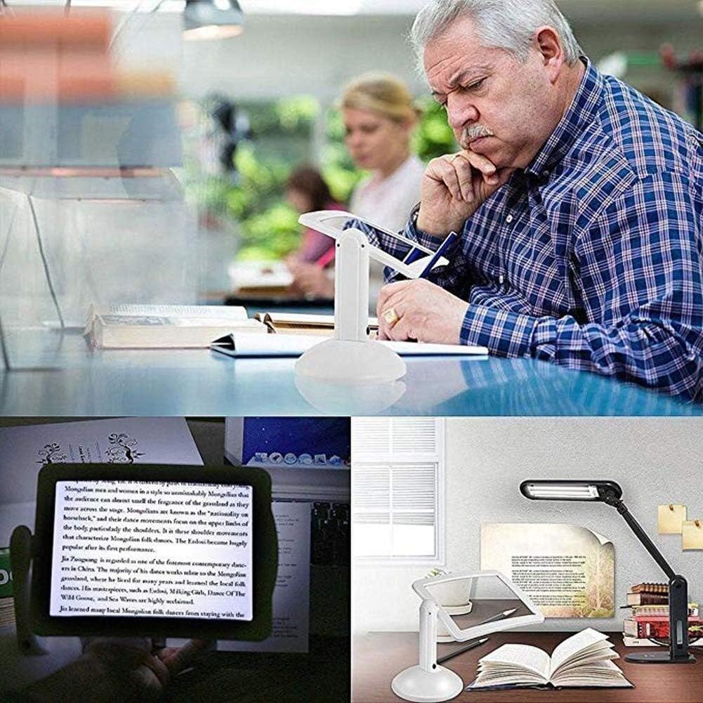 Portable Desk Magnifying Glass with 2 Ultra - Bright LED Lights & 3x Zoom – Hands - Free Desktop Magnifier with 360° Rotating Stand for Reading, Crafts, Electronics Repair & Embroidery - M&M