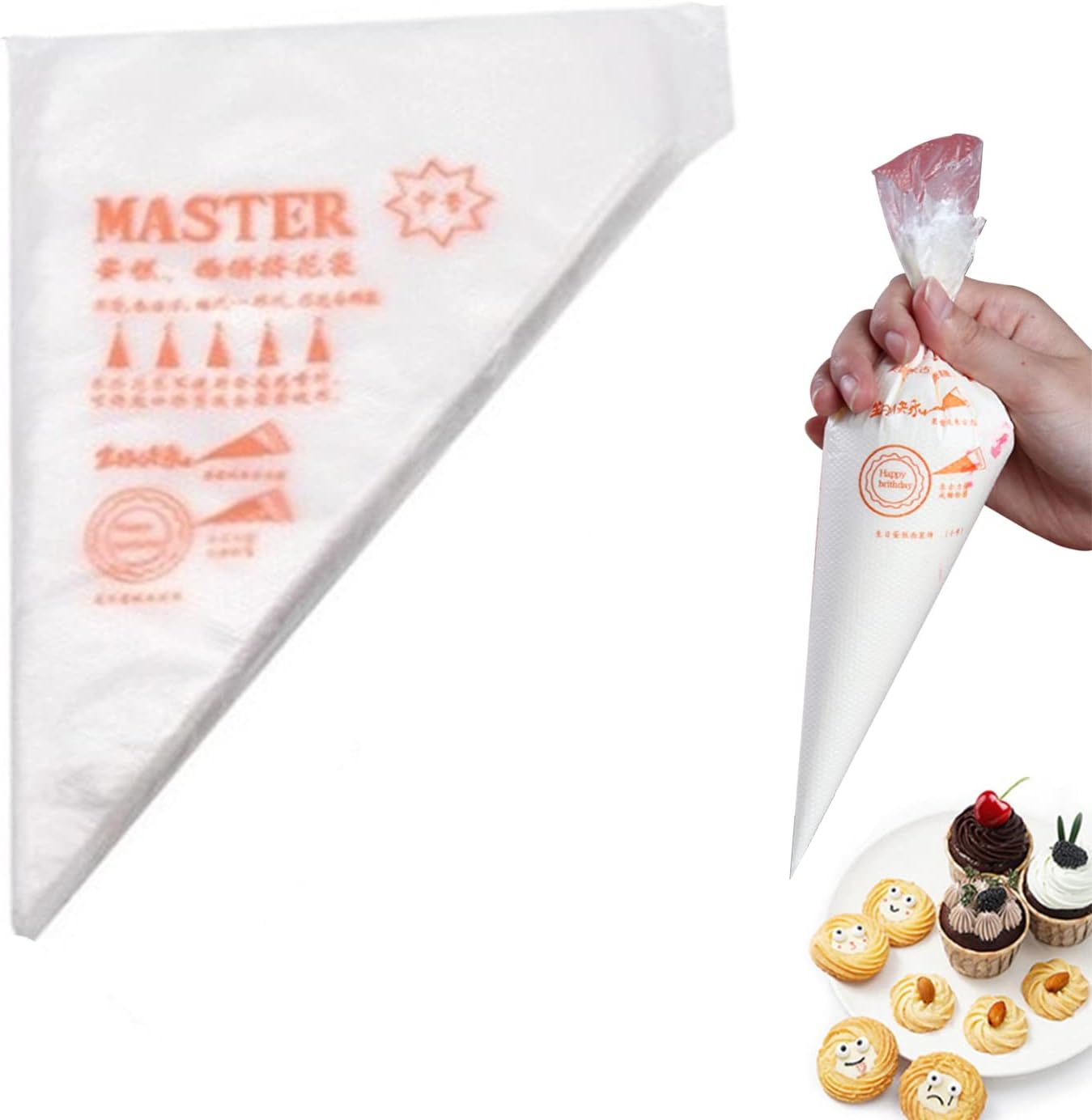Disposable Piping Bags – Anti - Burst Pastry Bags with Non - Slip Bump for Icing, Frosting & Cake Decorating - M&M