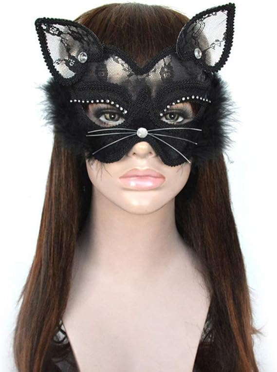 Excefore Luxury Black Cat Masquerade Mask - M&M