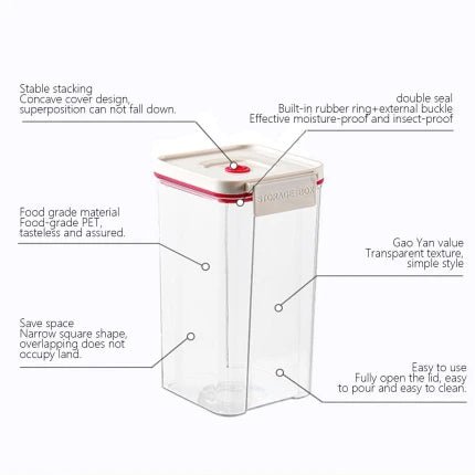 ICQOVD Push - Button Airtight Container set 3 sizes Plastic Food Storage - M&M