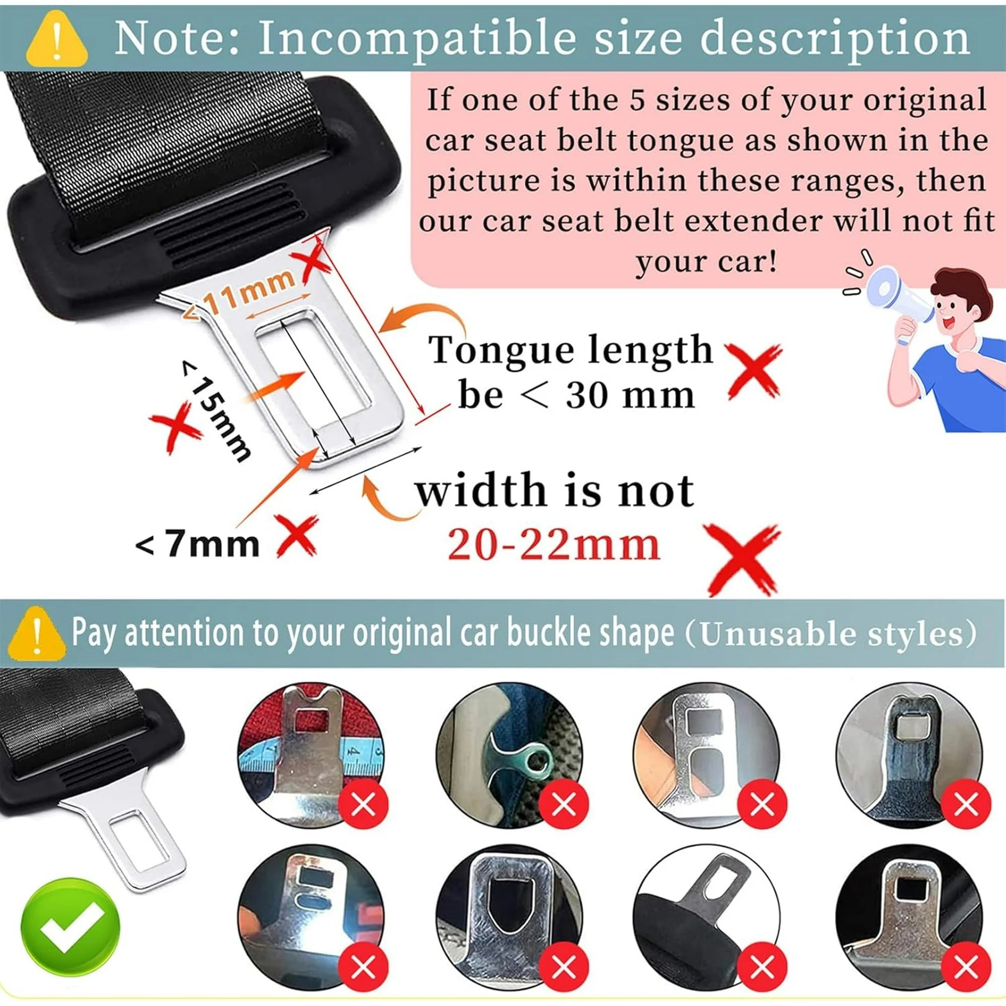 Seat Belt Extender, 2 Pack Upgraded Seatbelt Extender (Compatibility Better) - M&M