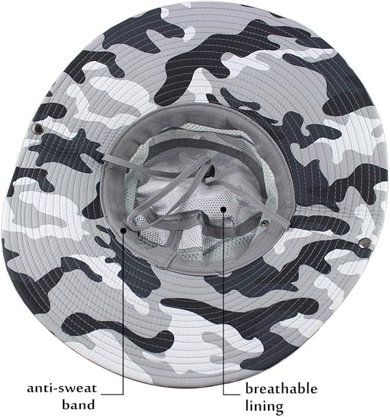 CAMOLAND Mens Fishing Hat Wide Large Brim Sun Hat with Outdoor UV Protection - M&M