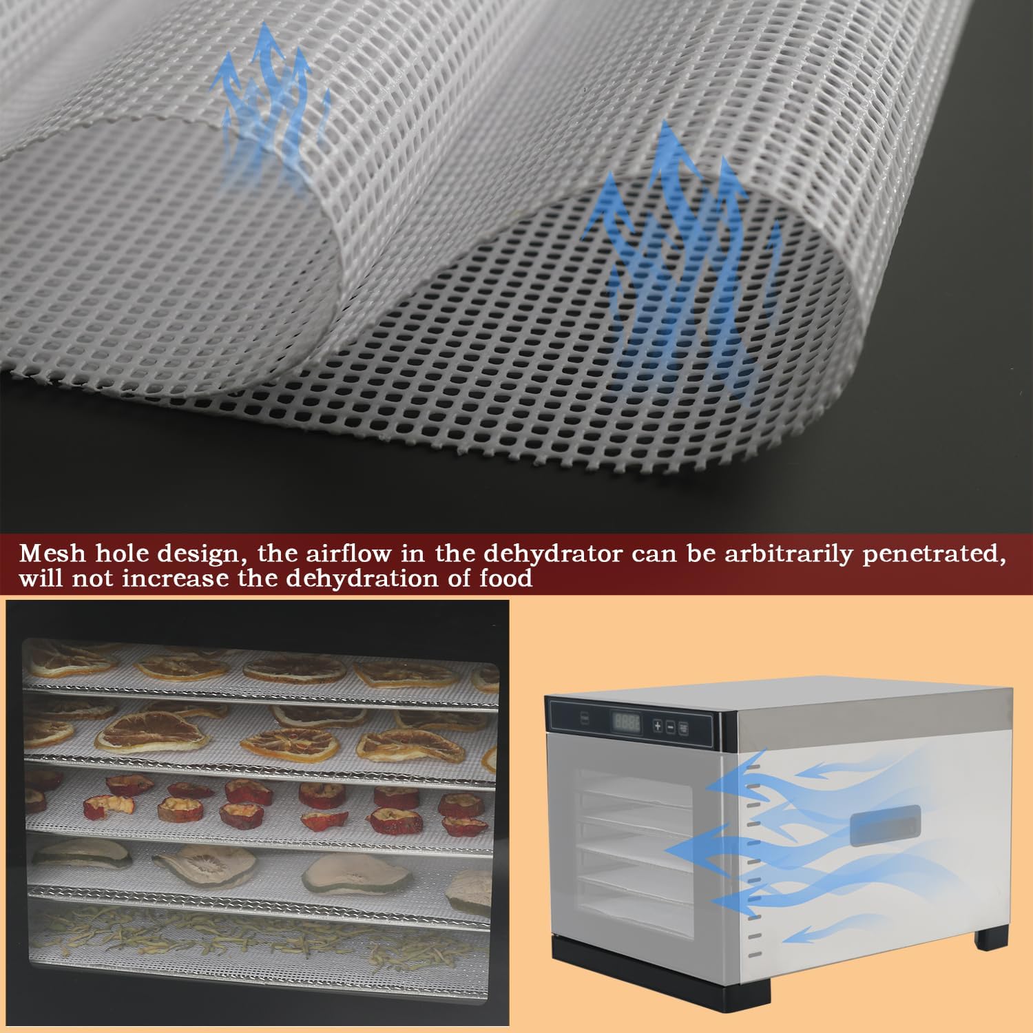 10 Pcs/Sets Silicone Dehydrator Sheets for Food Dehydrator & Freeze Dryer - M&M