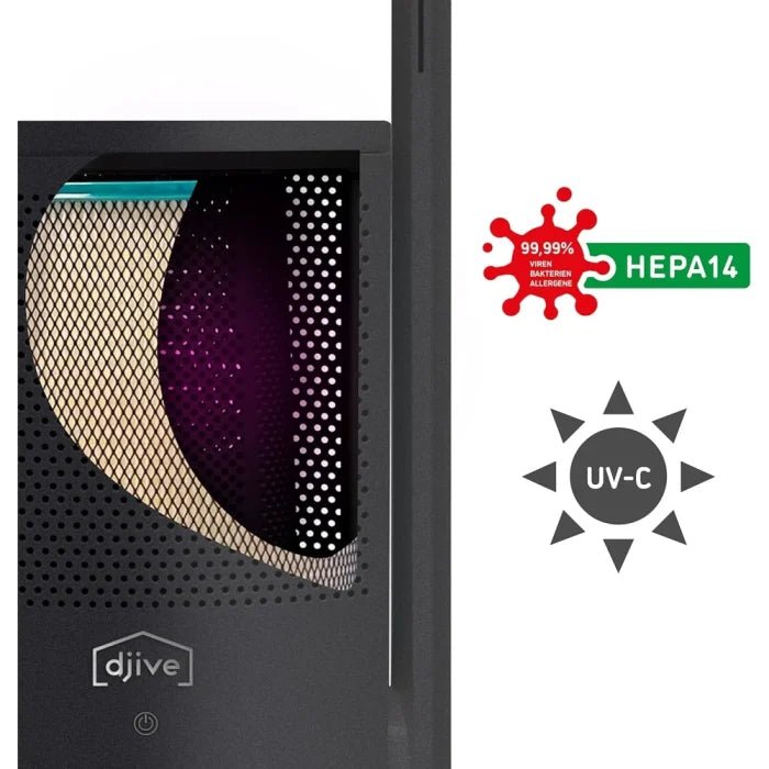 Djive ARC 2 - in - 1 Portable Air Purifier & Fan with Battery – HEPA 14 & UVC, App & Alexa Control, Removes Dust, Pollen & Viruses | UAE - M&M