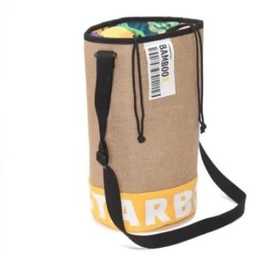 Starbucks Linen Straw Woven Bucket / Shopper Tote Bag - M&M