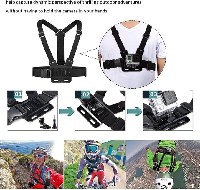 TEKCAM Action Camera Head Strap Chest Strap Mount Chest Harness with - M&M