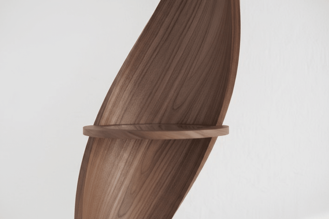 Handcrafted Twisted Spiral Tower Shelf – Made to Order | Sculptural Walnut Display Shelf - M&M