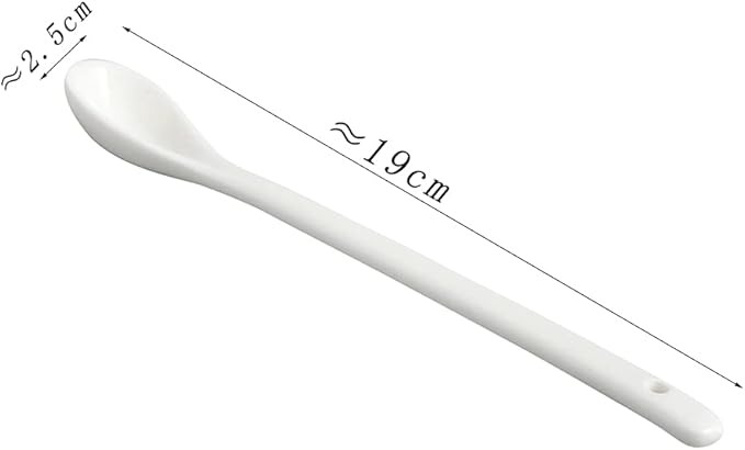 White Long Handle Porcelain Spoons Coffee - M&M