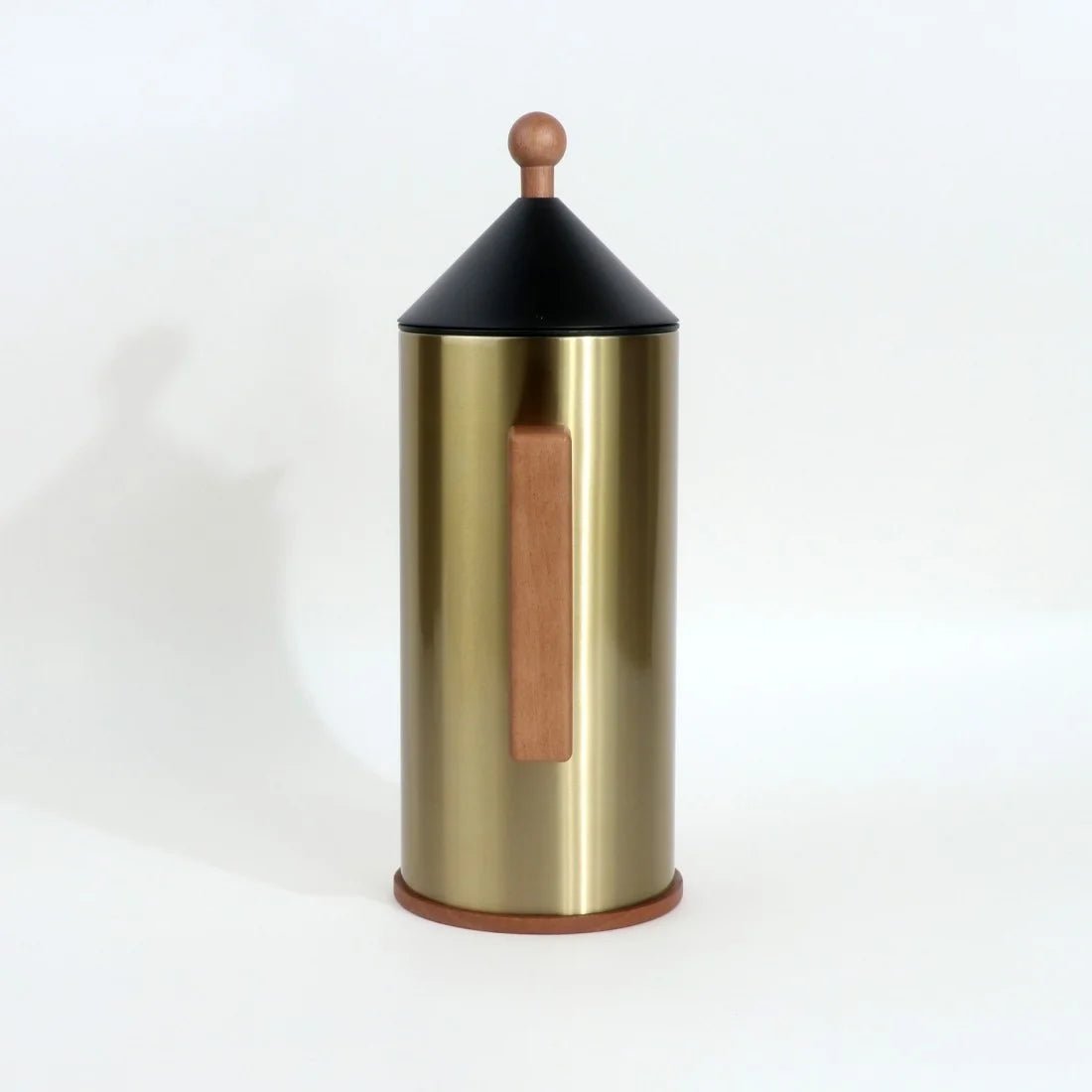 Stainless Steel Vacuum Flask Set Push Button With Wooden Handle And Metal Ball Lid - Golden - M&M
