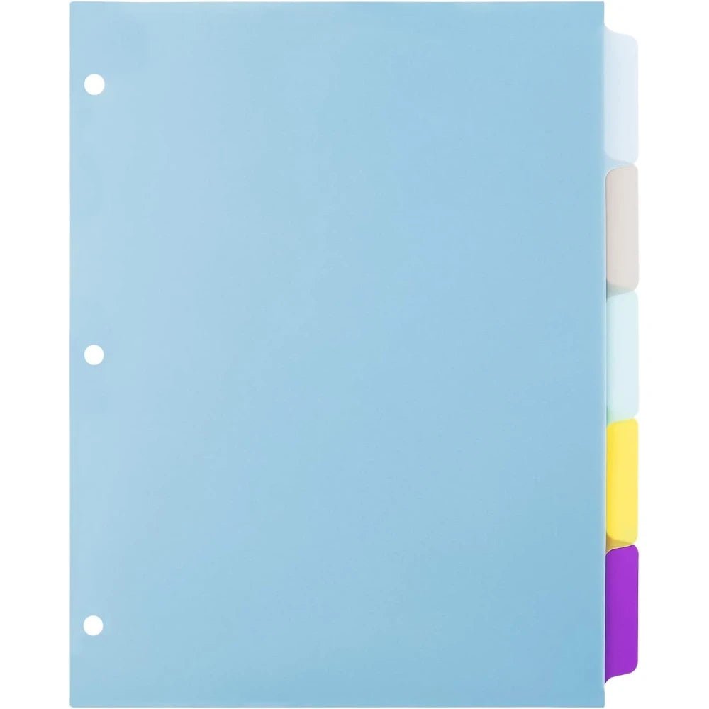 Amazon Basics 5 - Tab Plastic Binder Dividers with Writable Multicolor Index Tabs – 1 Set | UAE - M&M