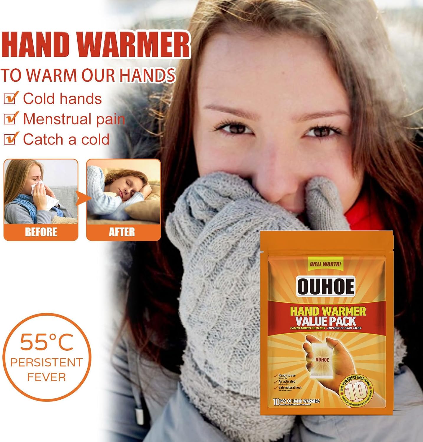 Hand Warmer Value Pack, Disposable Hand Warmers,10 Hours Heating, Super Long - M&M