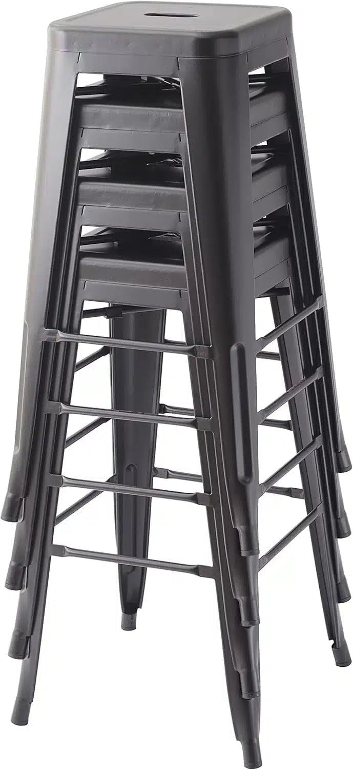Amazon Basics Metal Bar Stools 30 - Inch – Set of 4, Sturdy & Stylish Counter Height Stools for Kitchen & Bar, Black | UAE - M&M