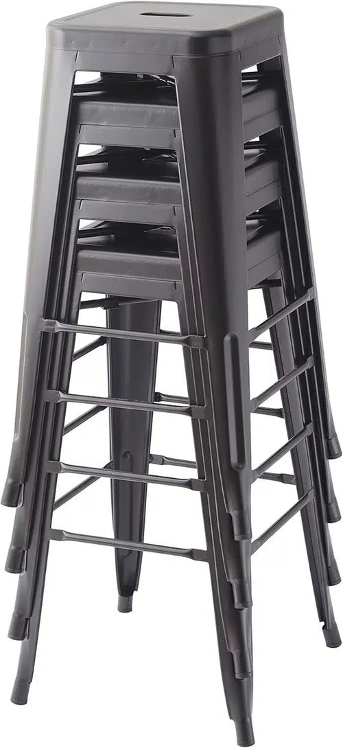 Amazon Basics Metal Bar Stools 30 - Inch – Set of 4, Sturdy & Stylish Counter Height Stools for Kitchen & Bar, Black | UAE - M&M